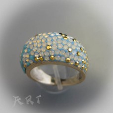 Сребърен дамски пръстен с камъни Swarovski R-346